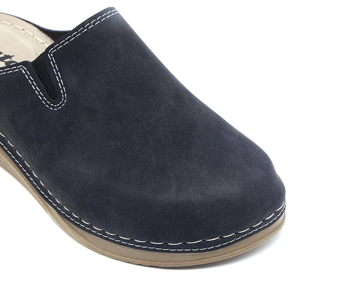 black nubuck wedge mule