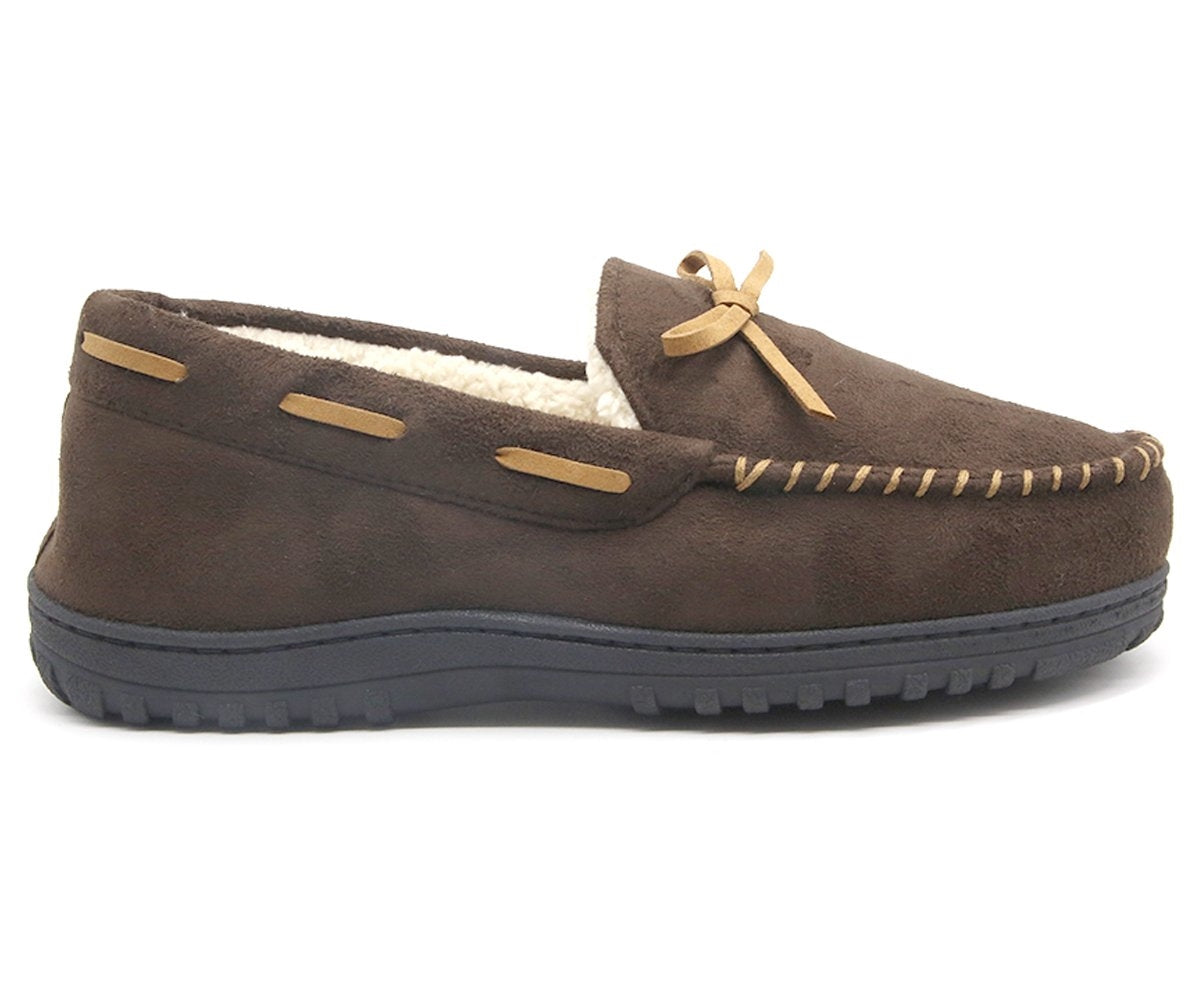 brown fur lined house moccasins