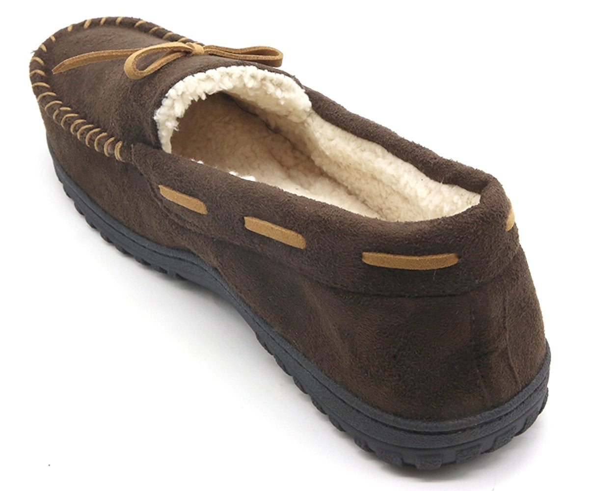 brown fur lined house moccasins
