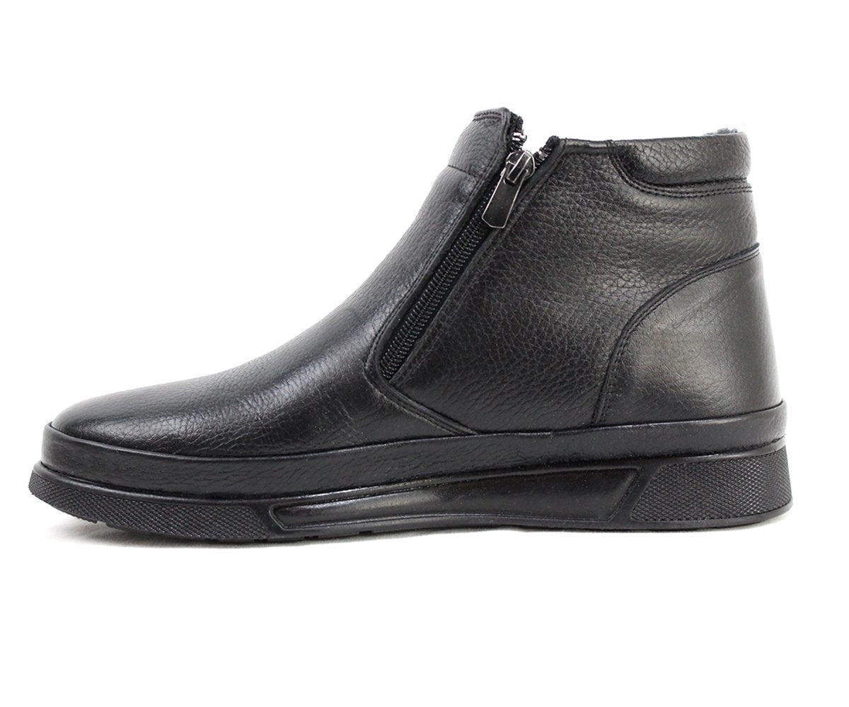 fur-lined leather slip-on boot