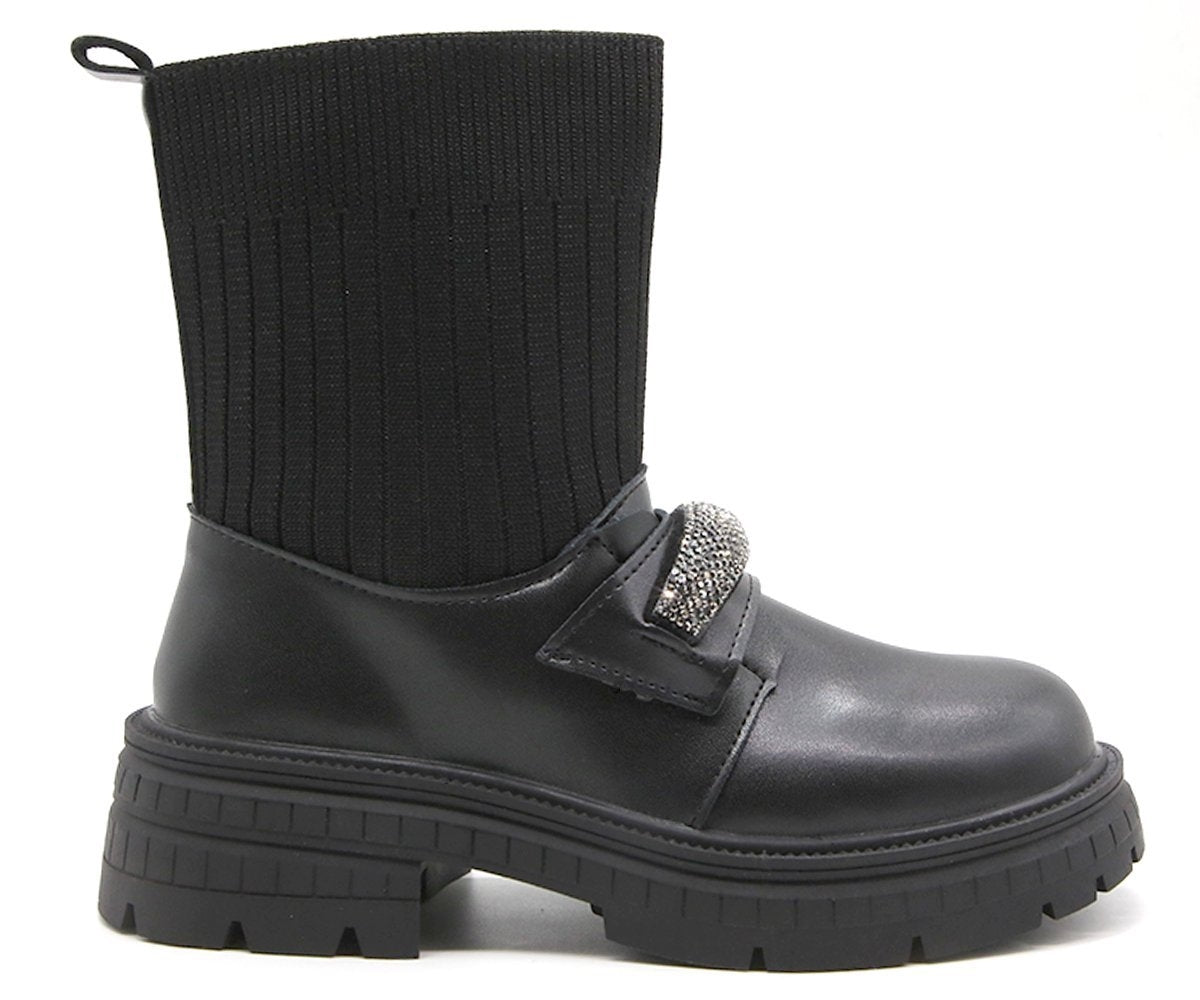 black embellished sock boot