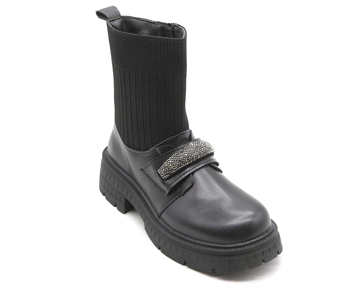 black embellished sock boot