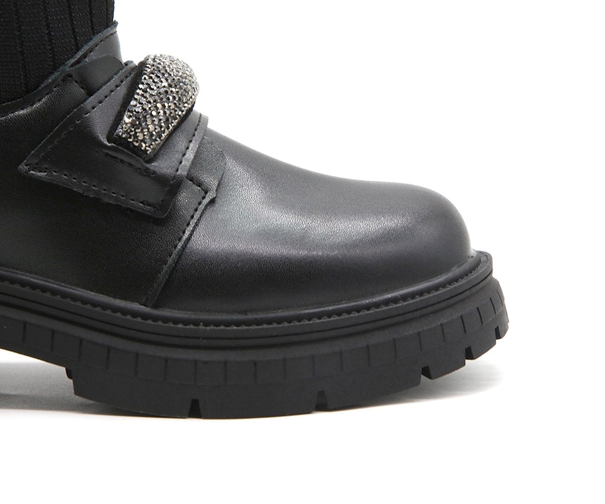 black embellished sock boot