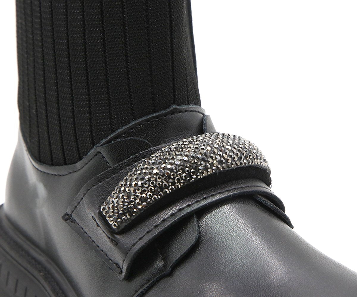 black embellished sock boot
