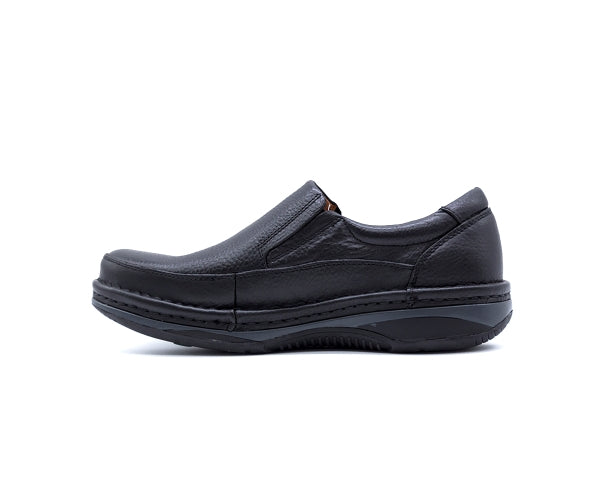 premium leather air tech black slip-ons