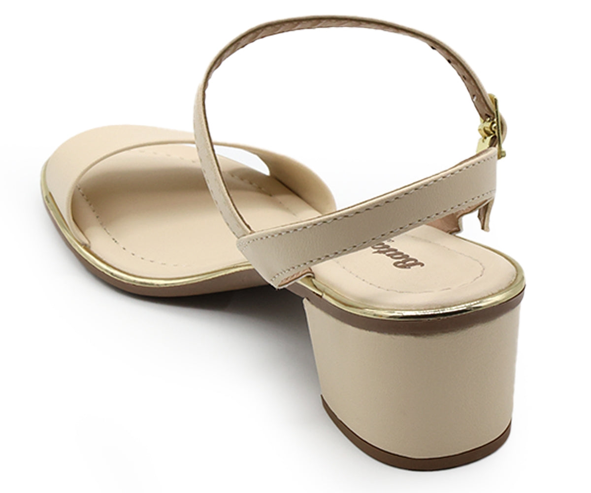 br gold trimmed cream sandal