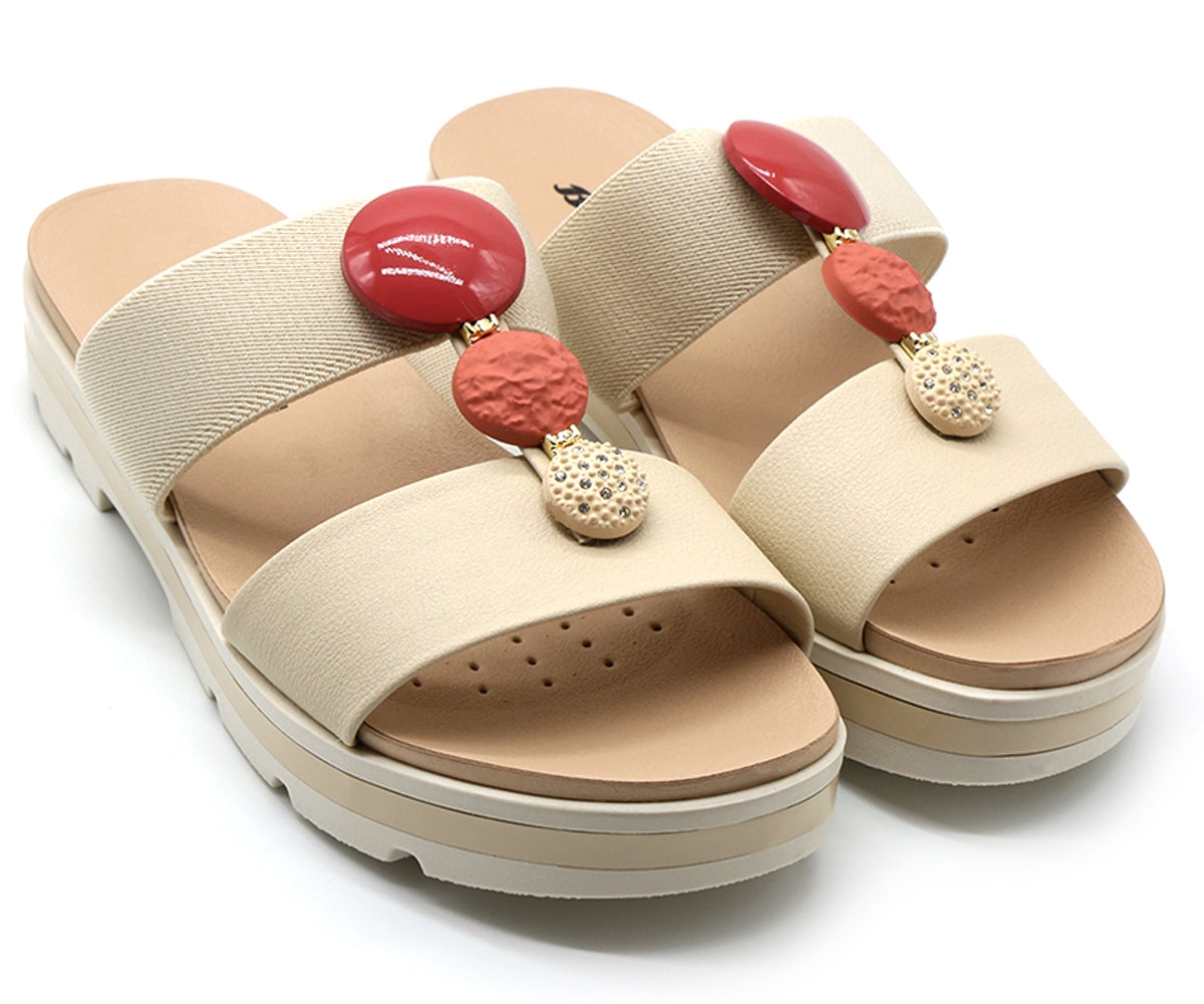 dry tech cream embellished slide