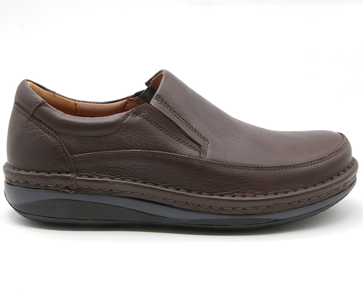 premium leather air tech brown slip-ons