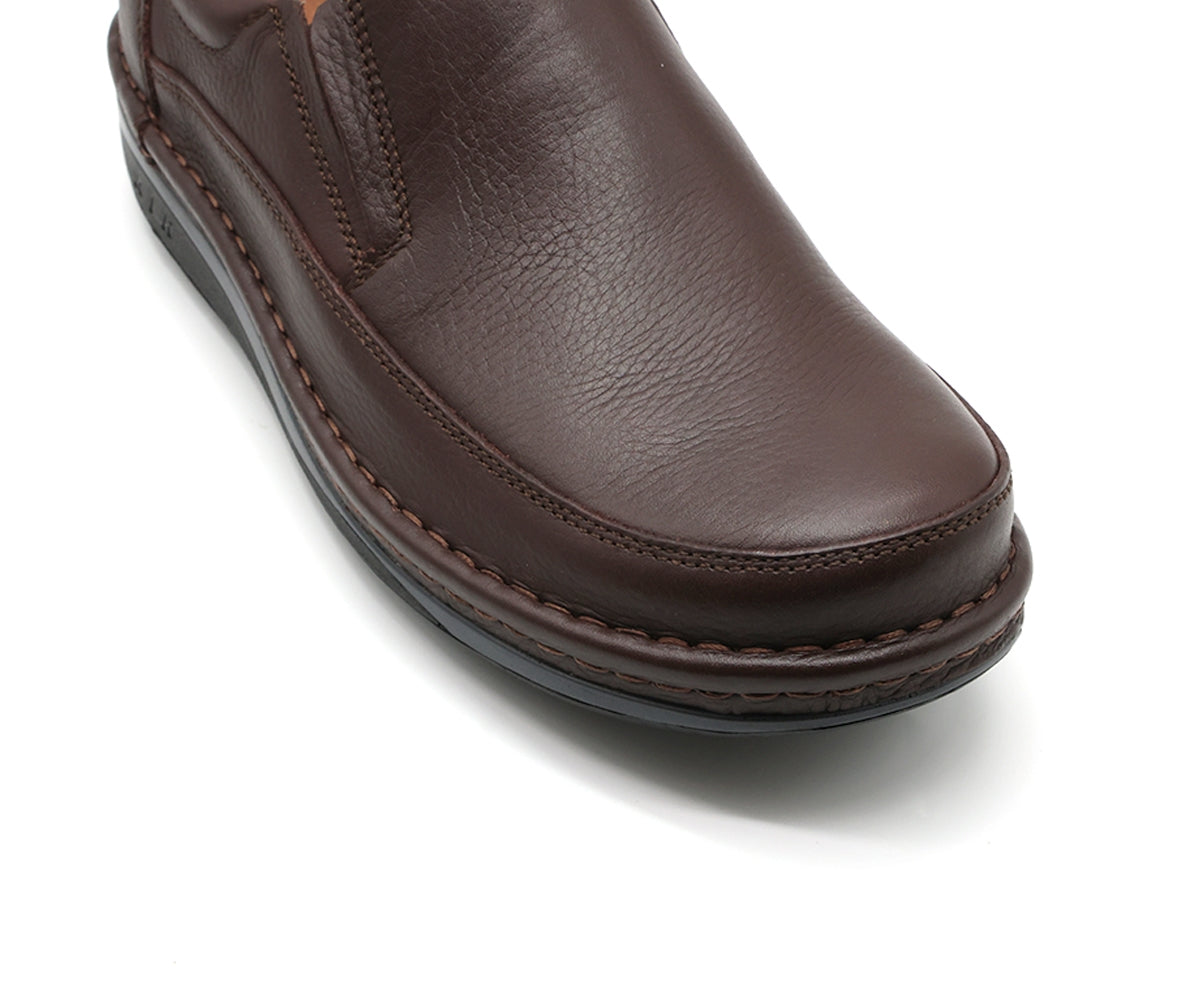 premium leather air tech brown slip-ons