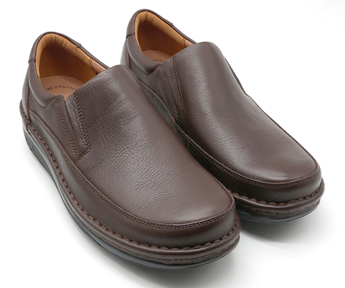 premium leather air tech brown slip-ons