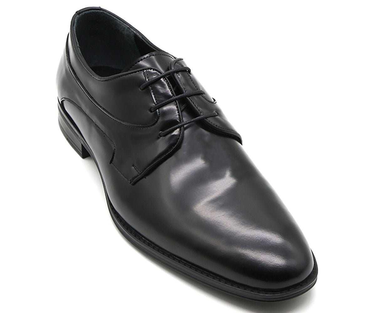 premium leather black derby lace-ups
