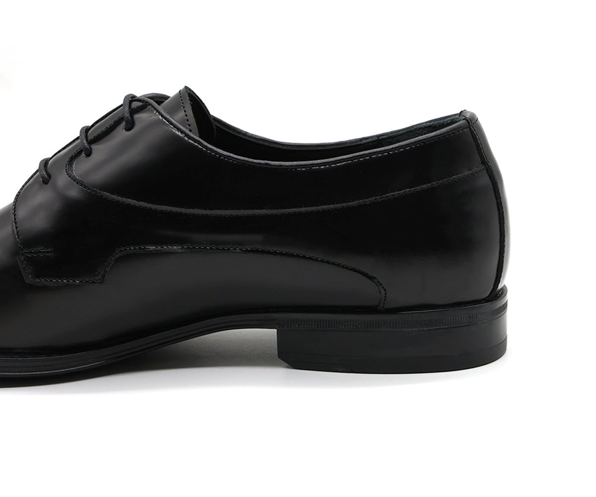 premium leather black derby lace-ups