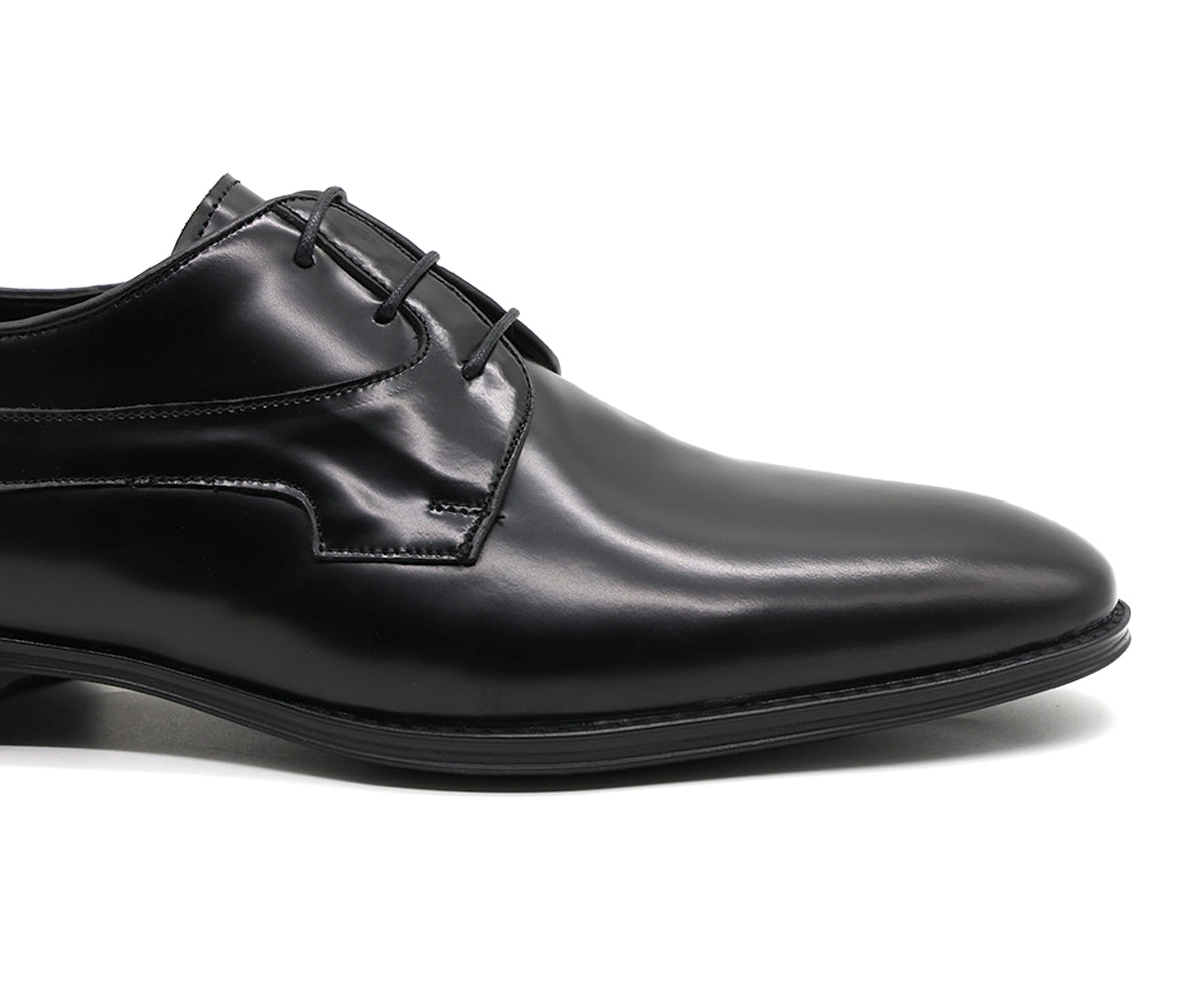 premium leather black derby lace-ups