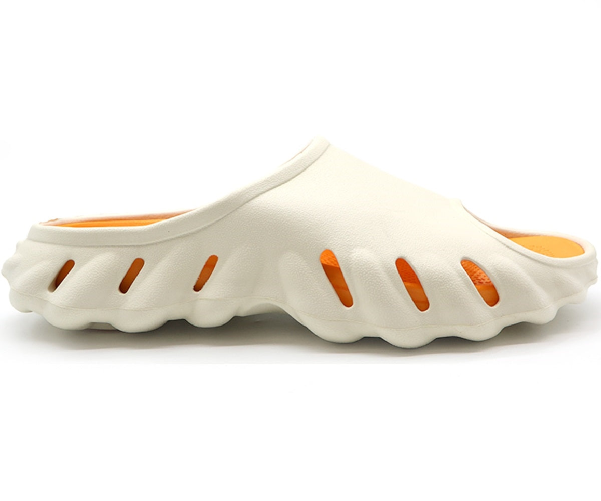 beige & orange pool slides