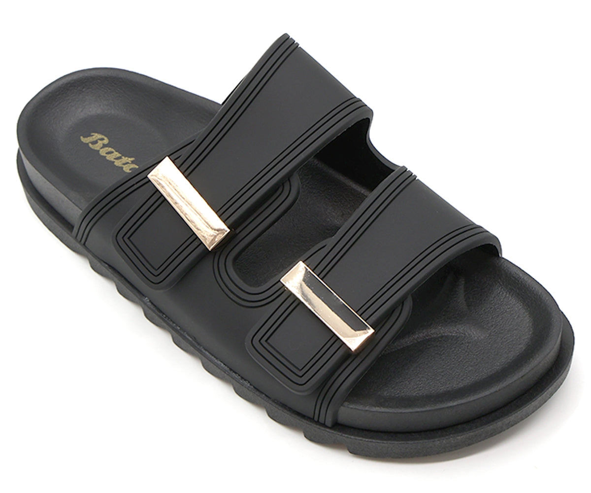 black dbl buckled pool slides