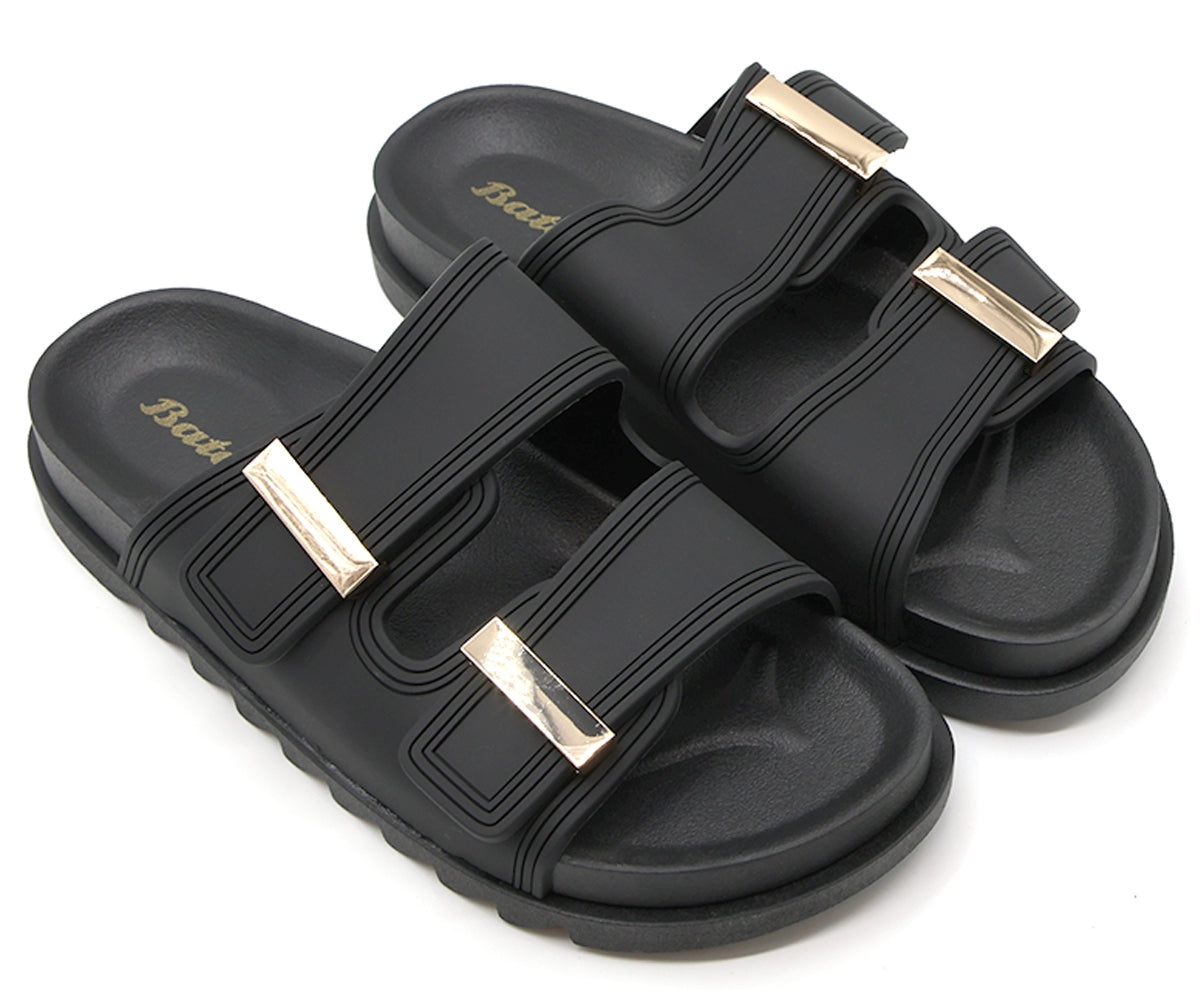 black dbl buckled pool slides
