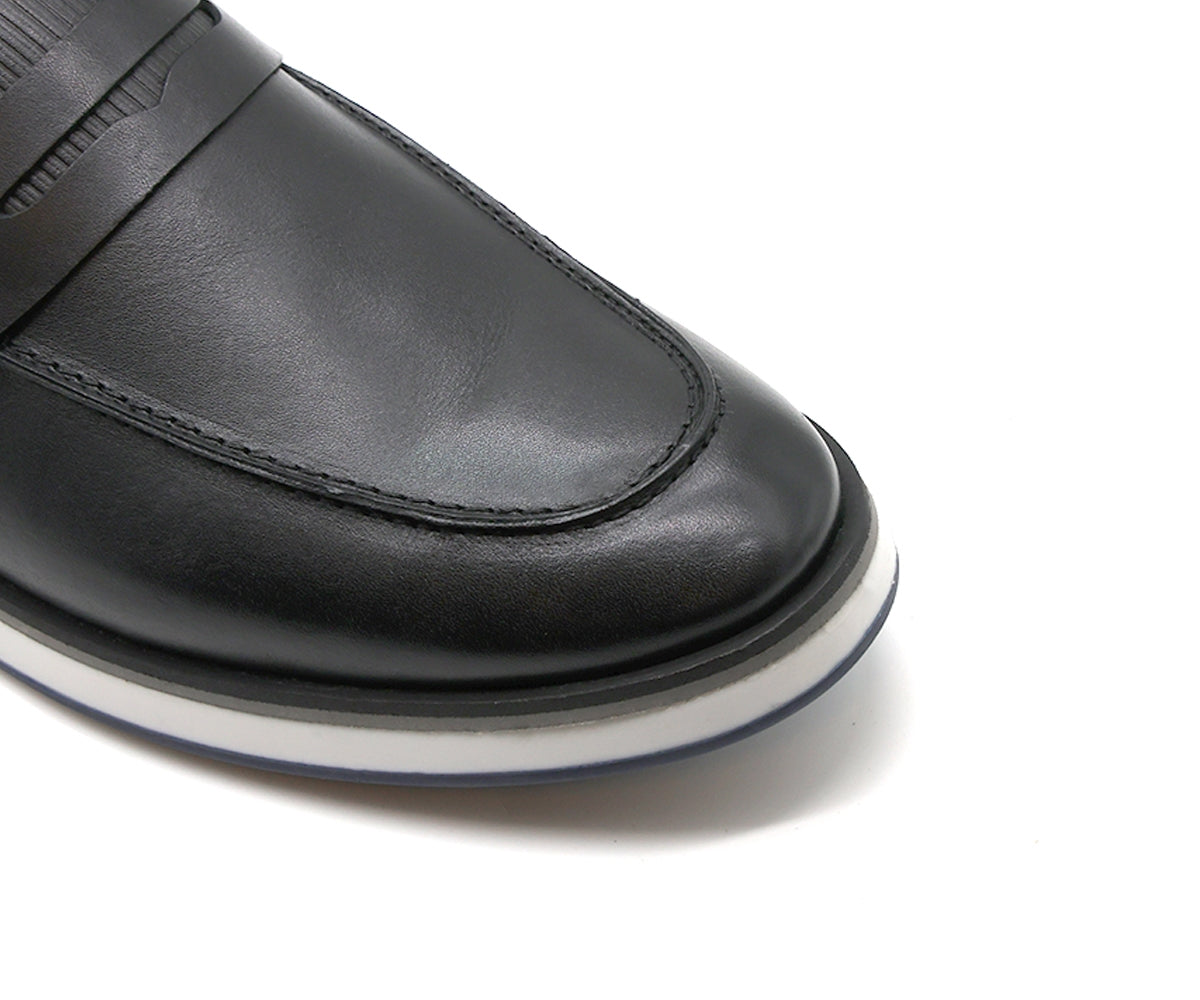 b premium contrast black slip-ons