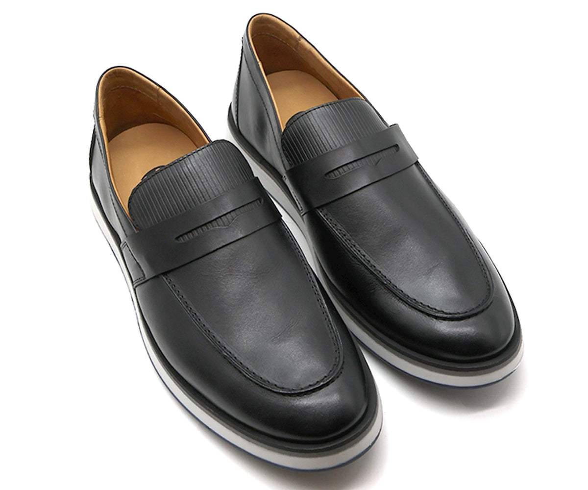 b premium contrast black slip-ons