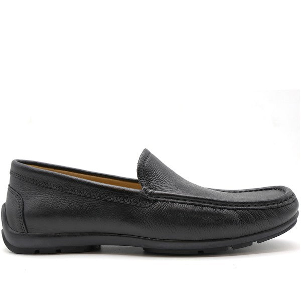 B Premium Black Leather Moccasins