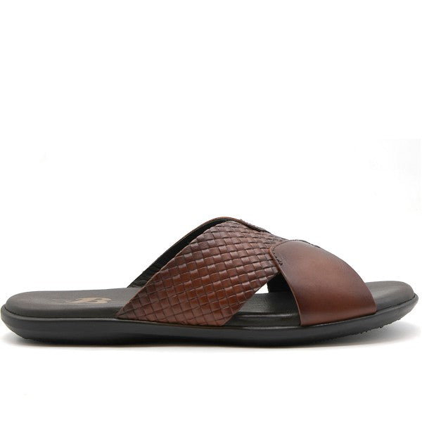 B Premium Brown Criss Cross Slide