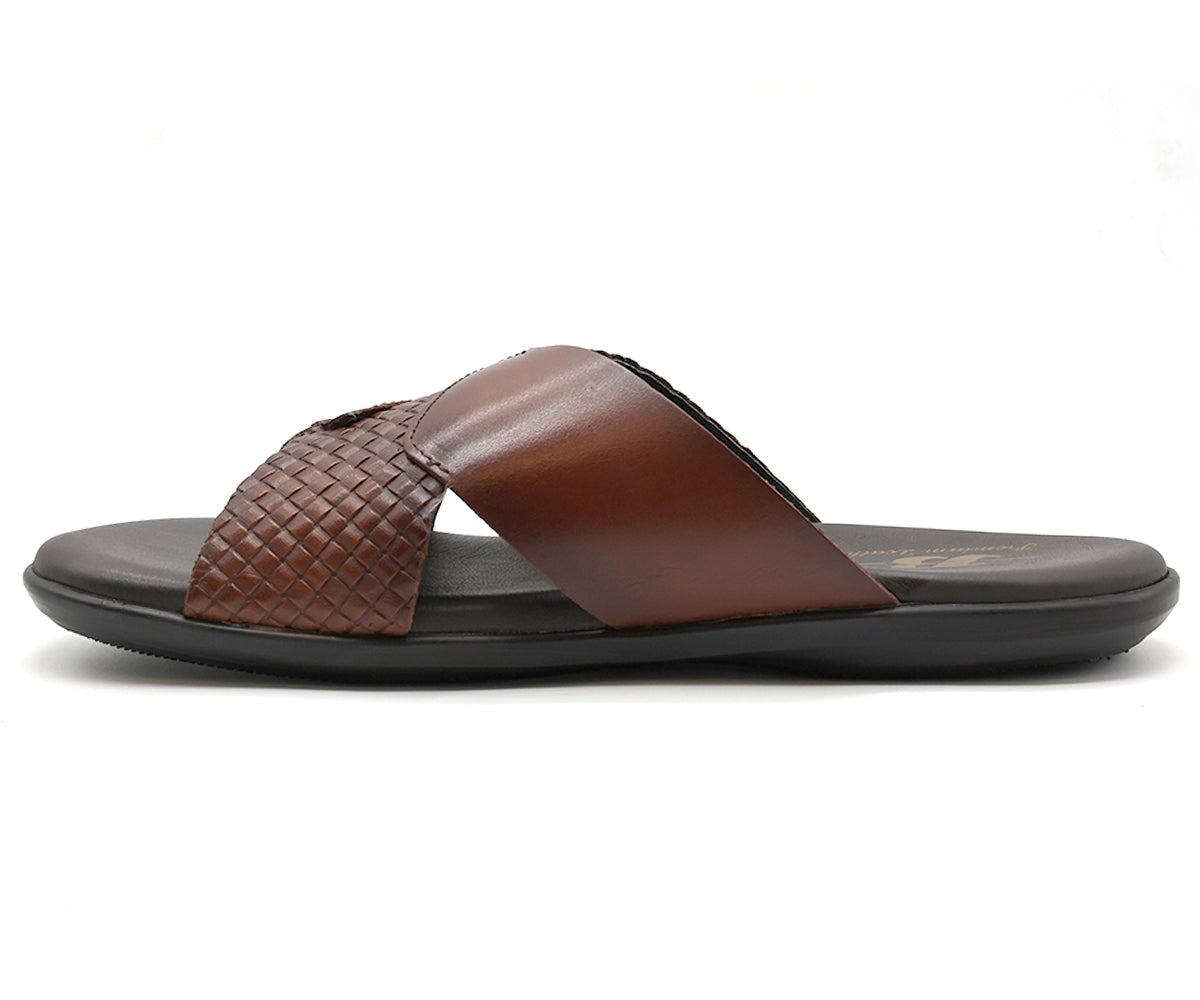 b premium brown criss cross slide