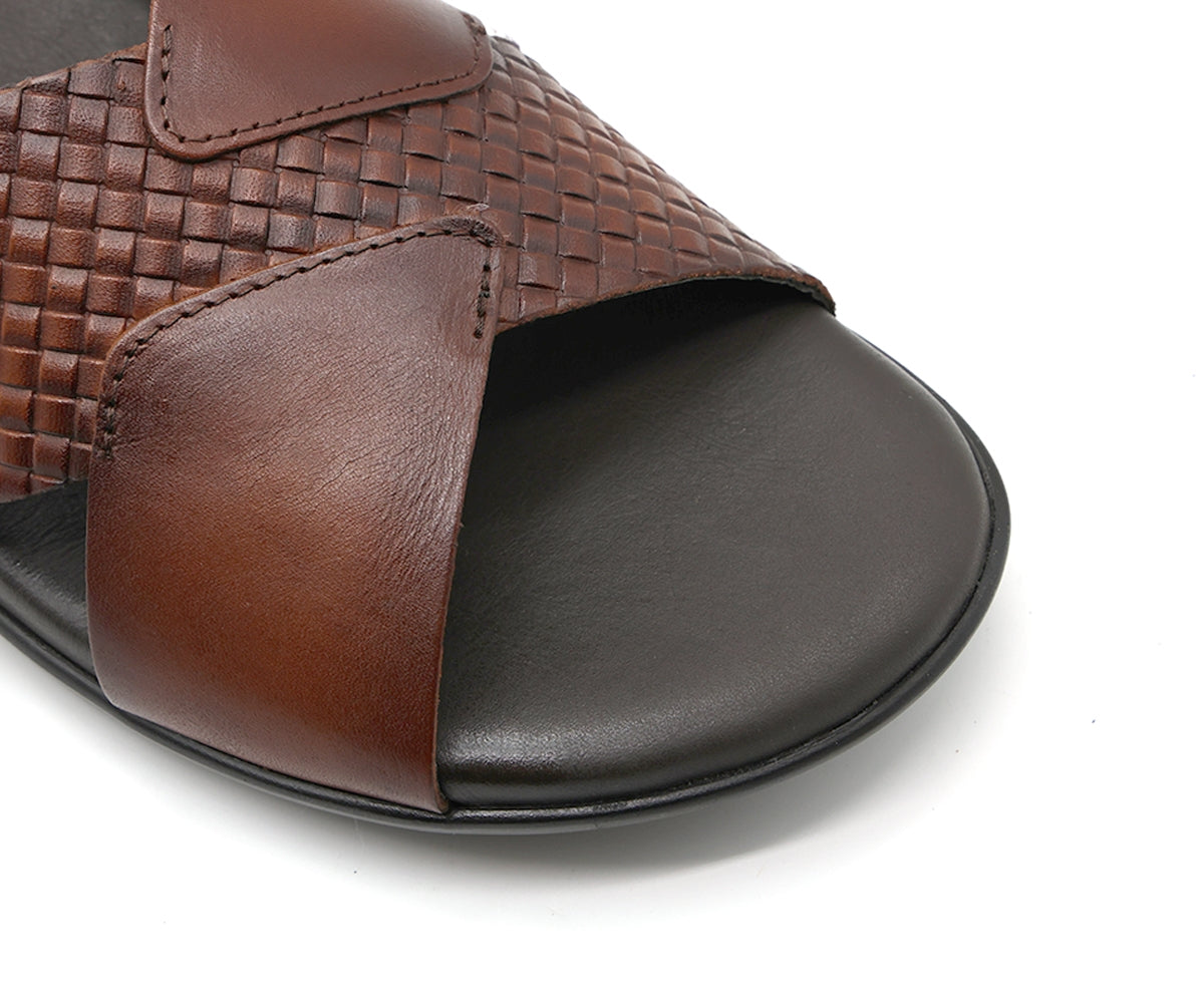 b premium brown criss cross slide
