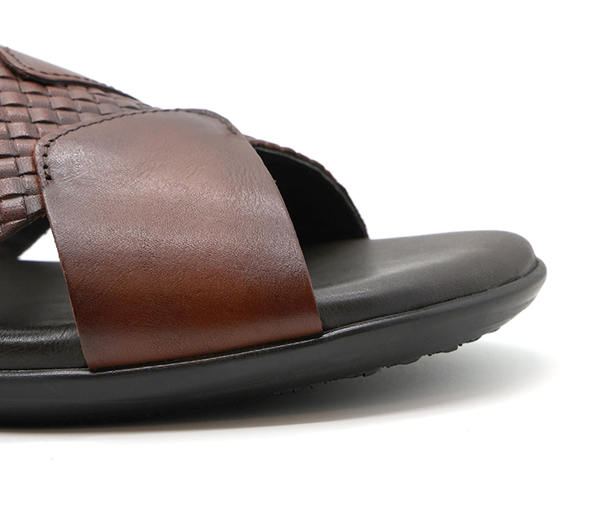b premium brown criss cross slide
