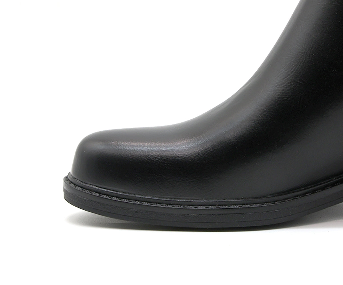 black croc-paneled ankle boot