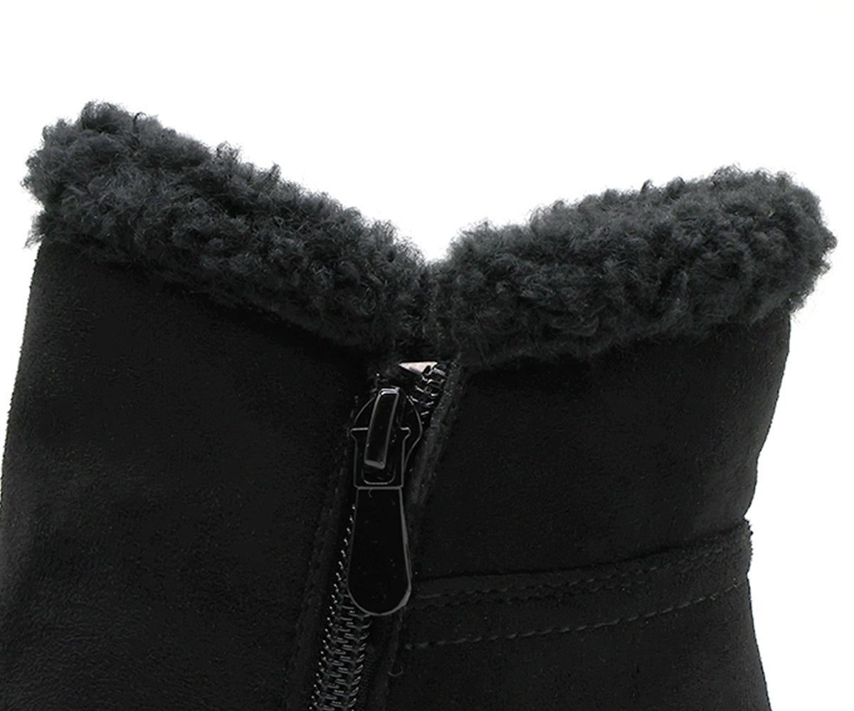black fur trimmed boot