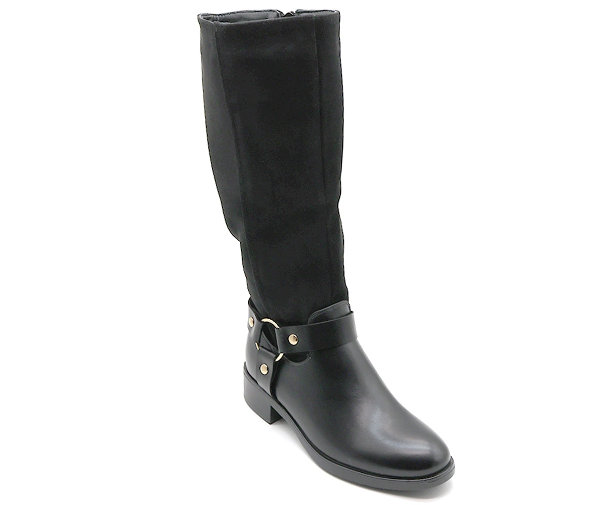 black mixed riding boot