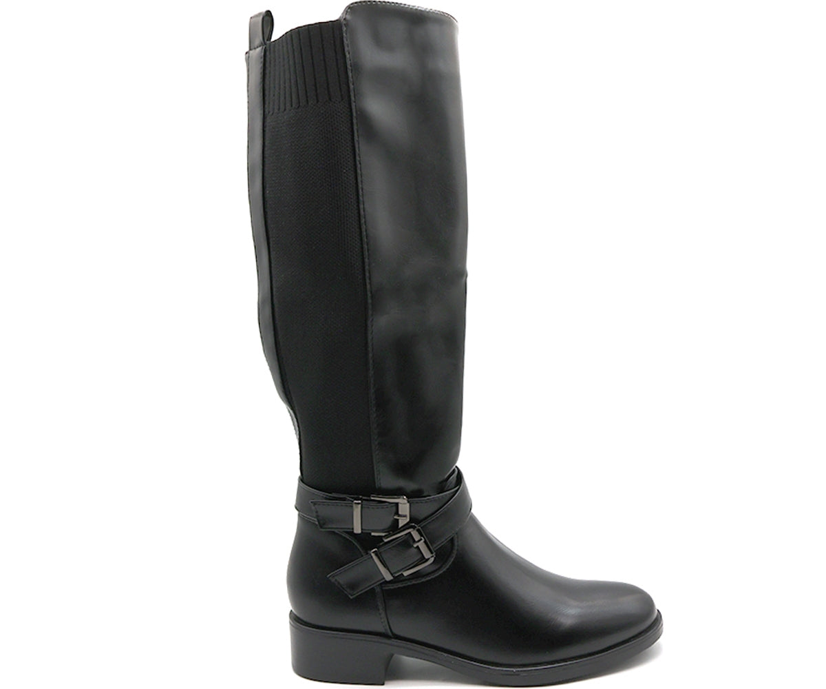 black stretch knit riding boot