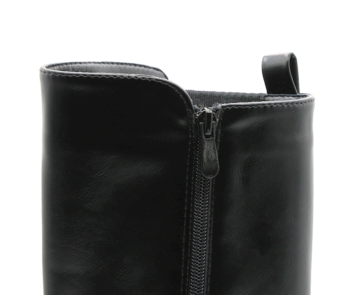 black stretch knit riding boot