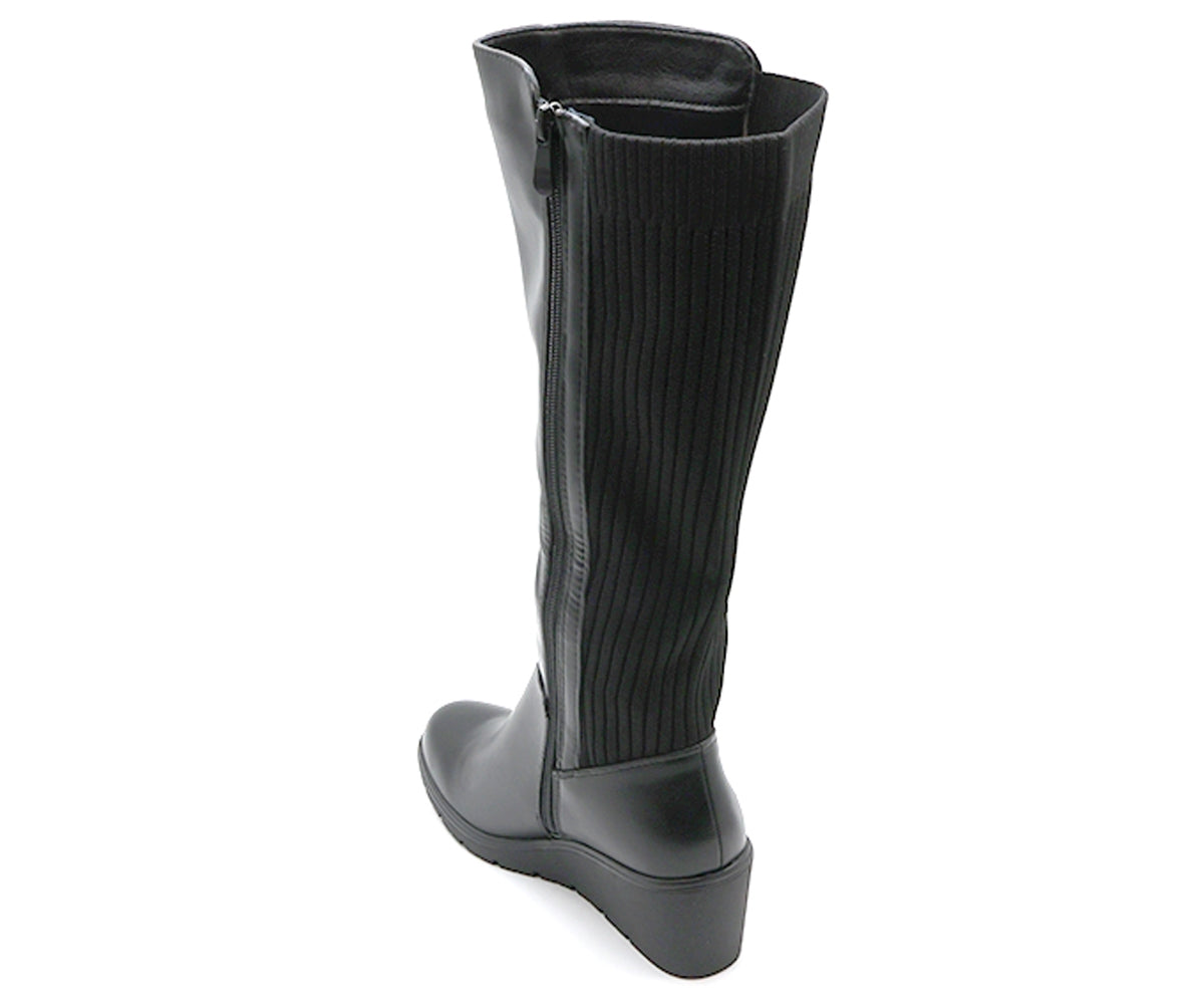 black wedge calf boot
