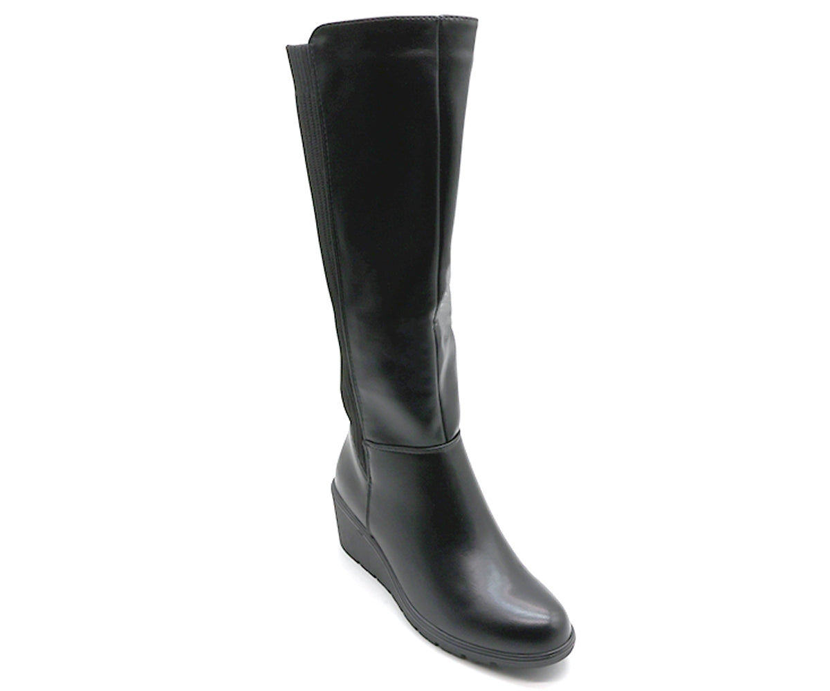 black wedge calf boot