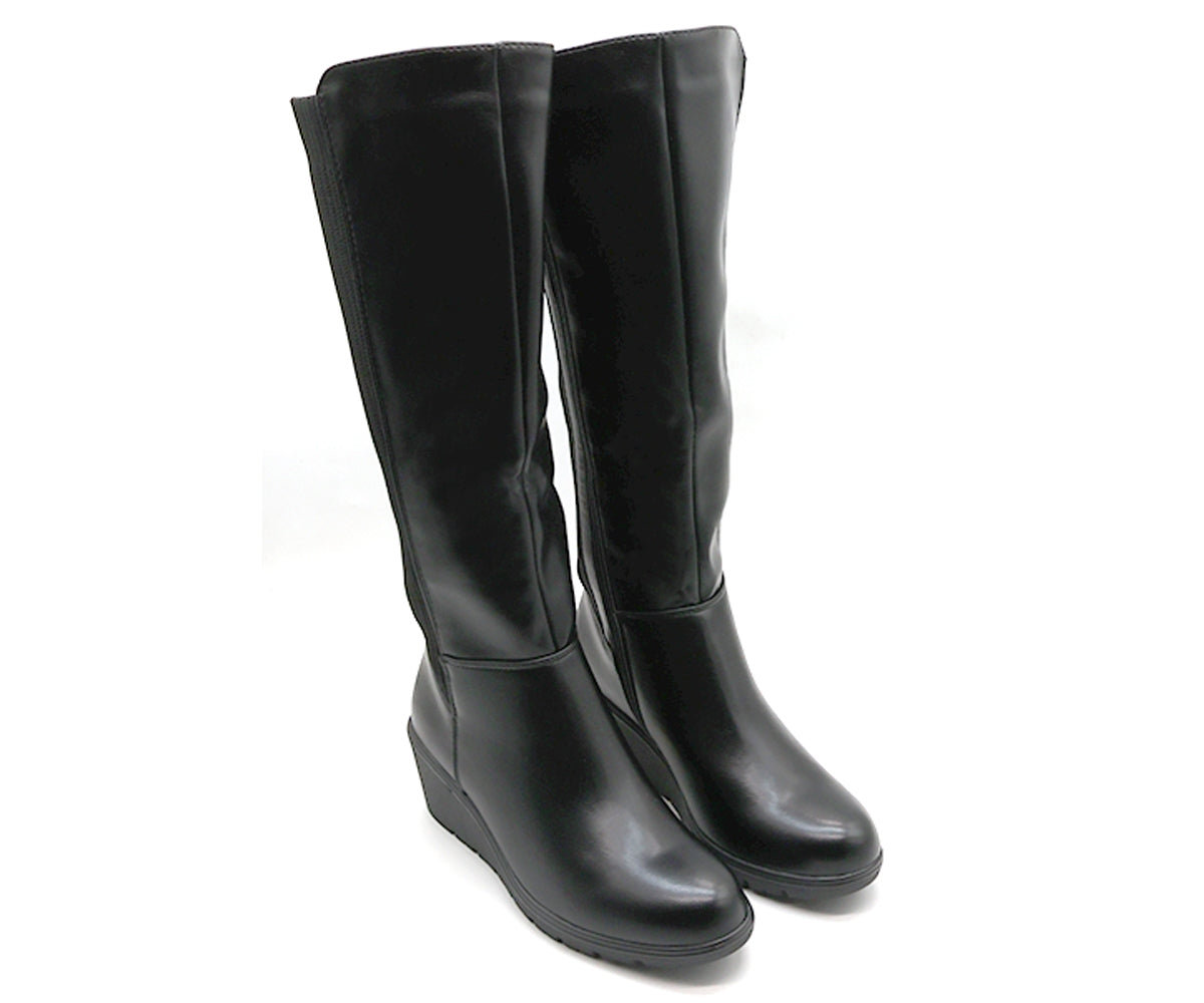 black wedge calf boot