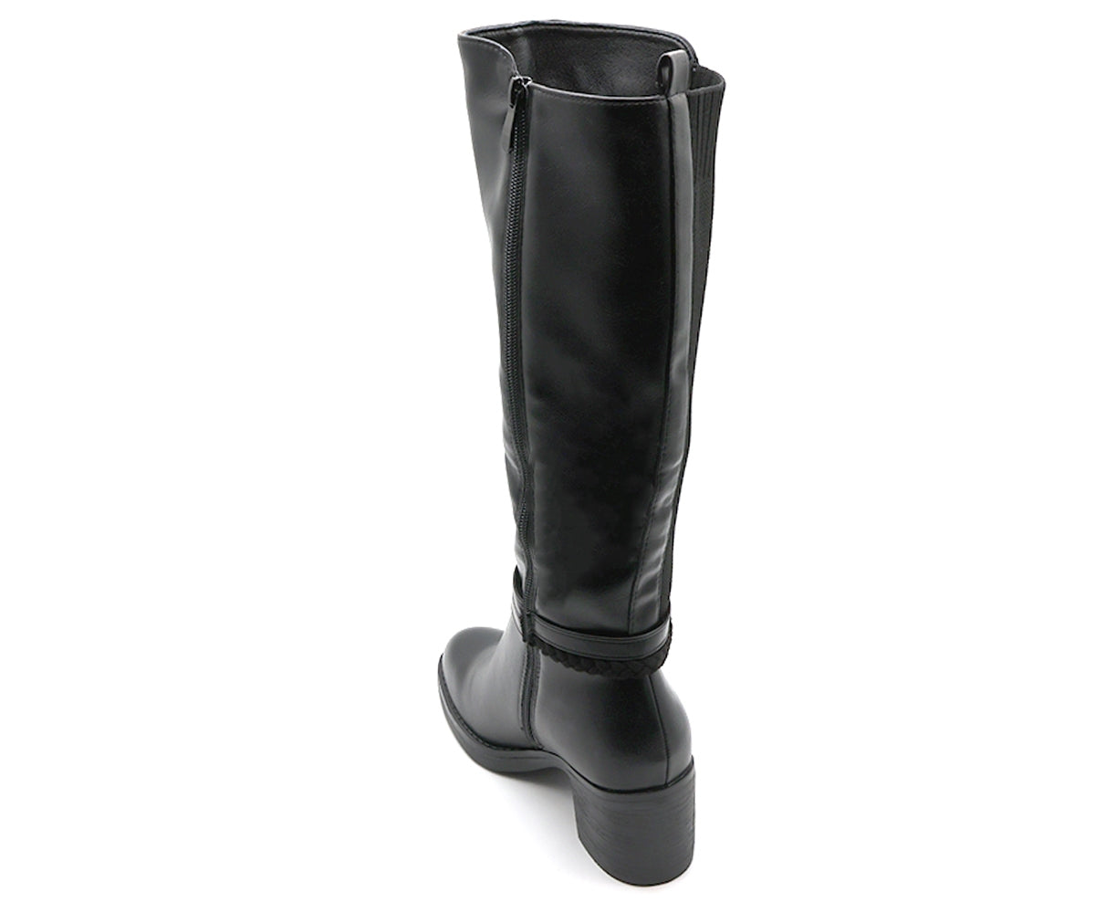 black stretch knit calf boot