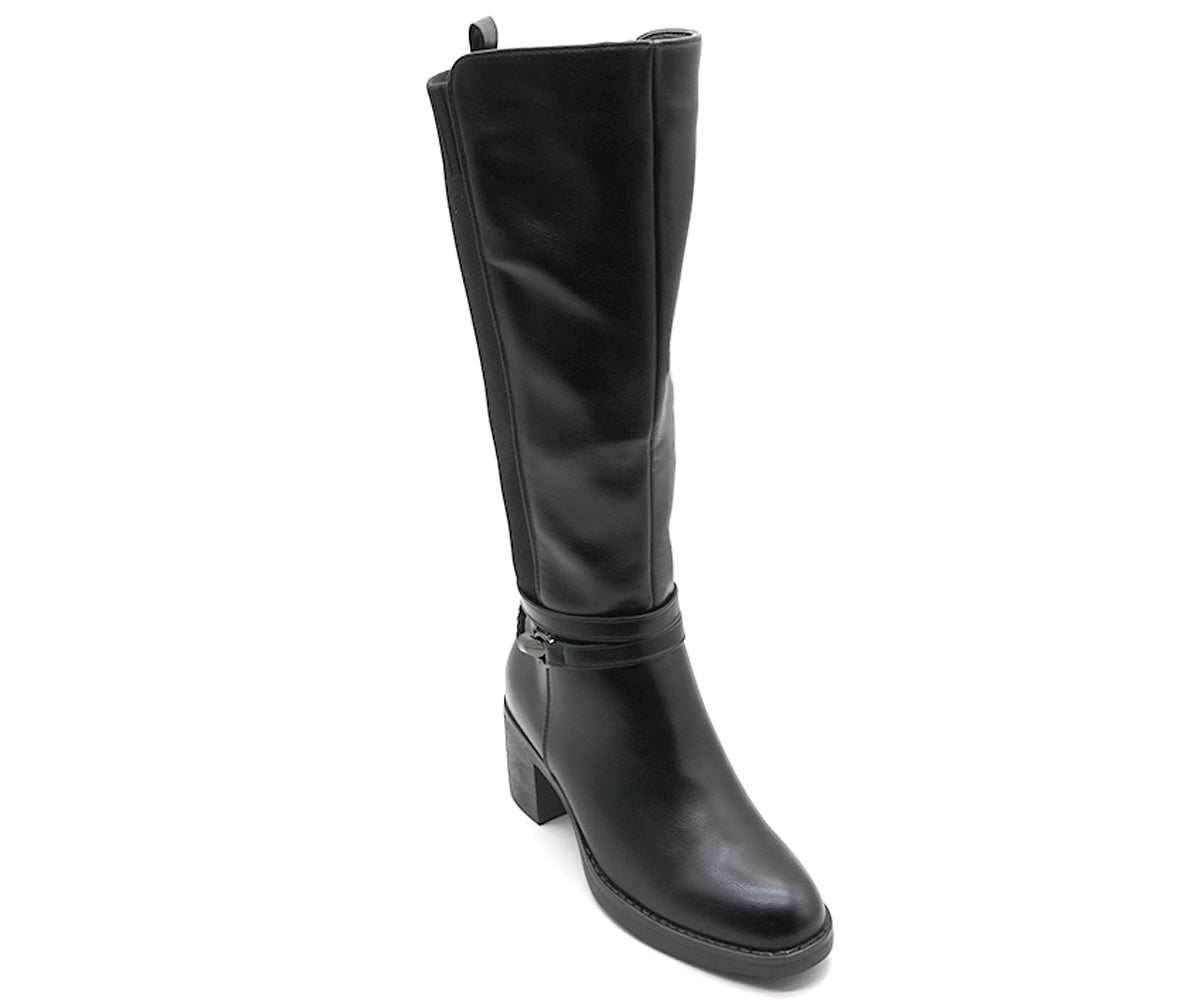 black stretch knit calf boot