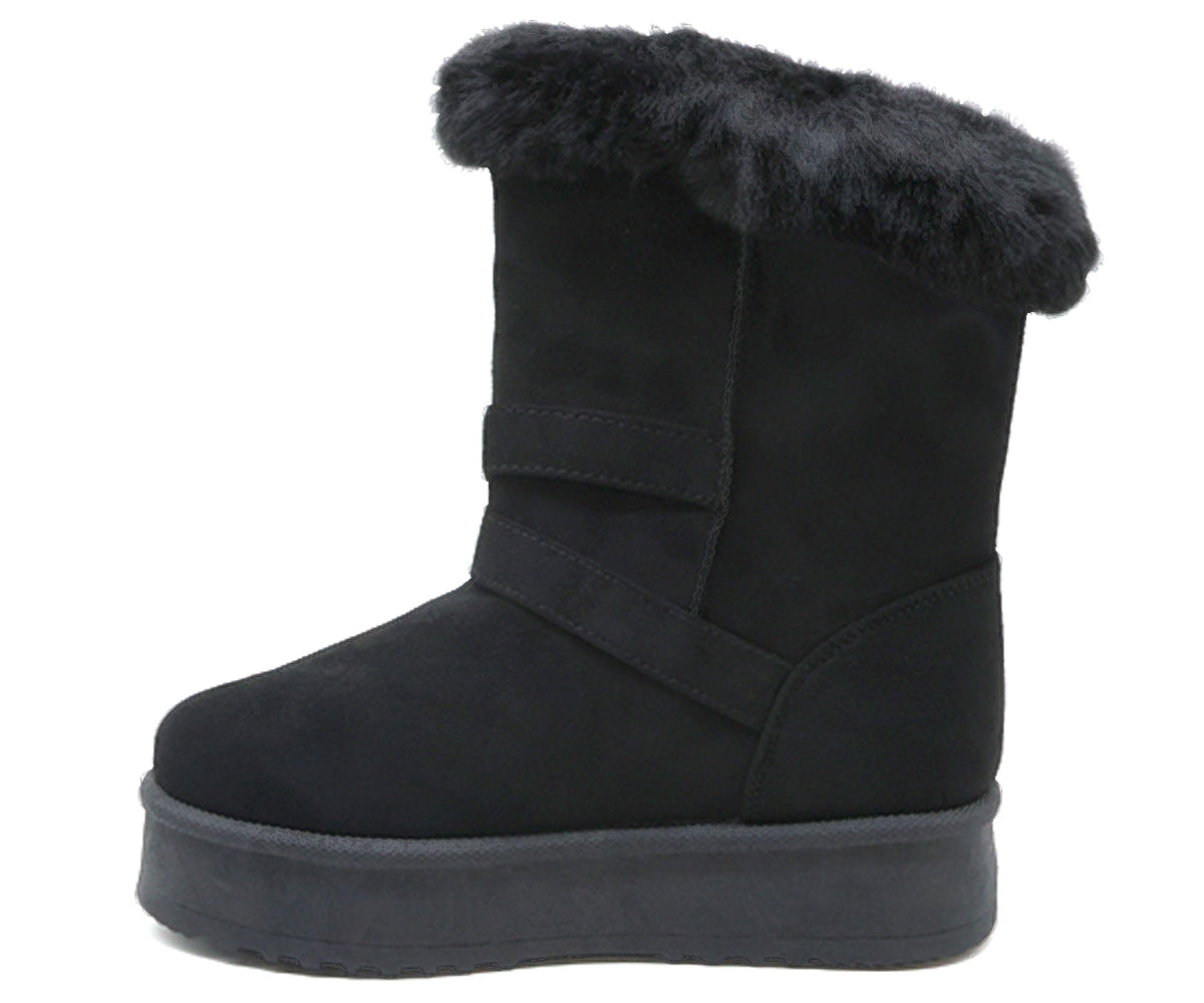 black fur-lined calf boots