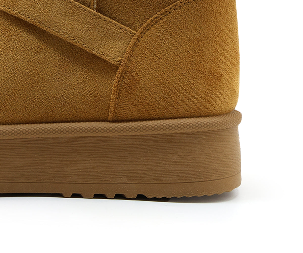 camel fur-lined calf boots