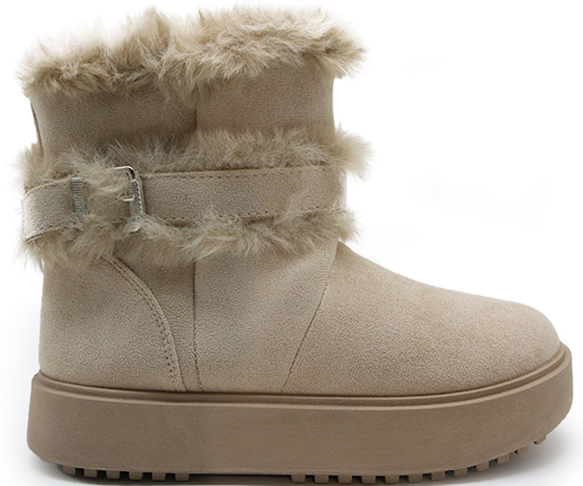 beige furry boots