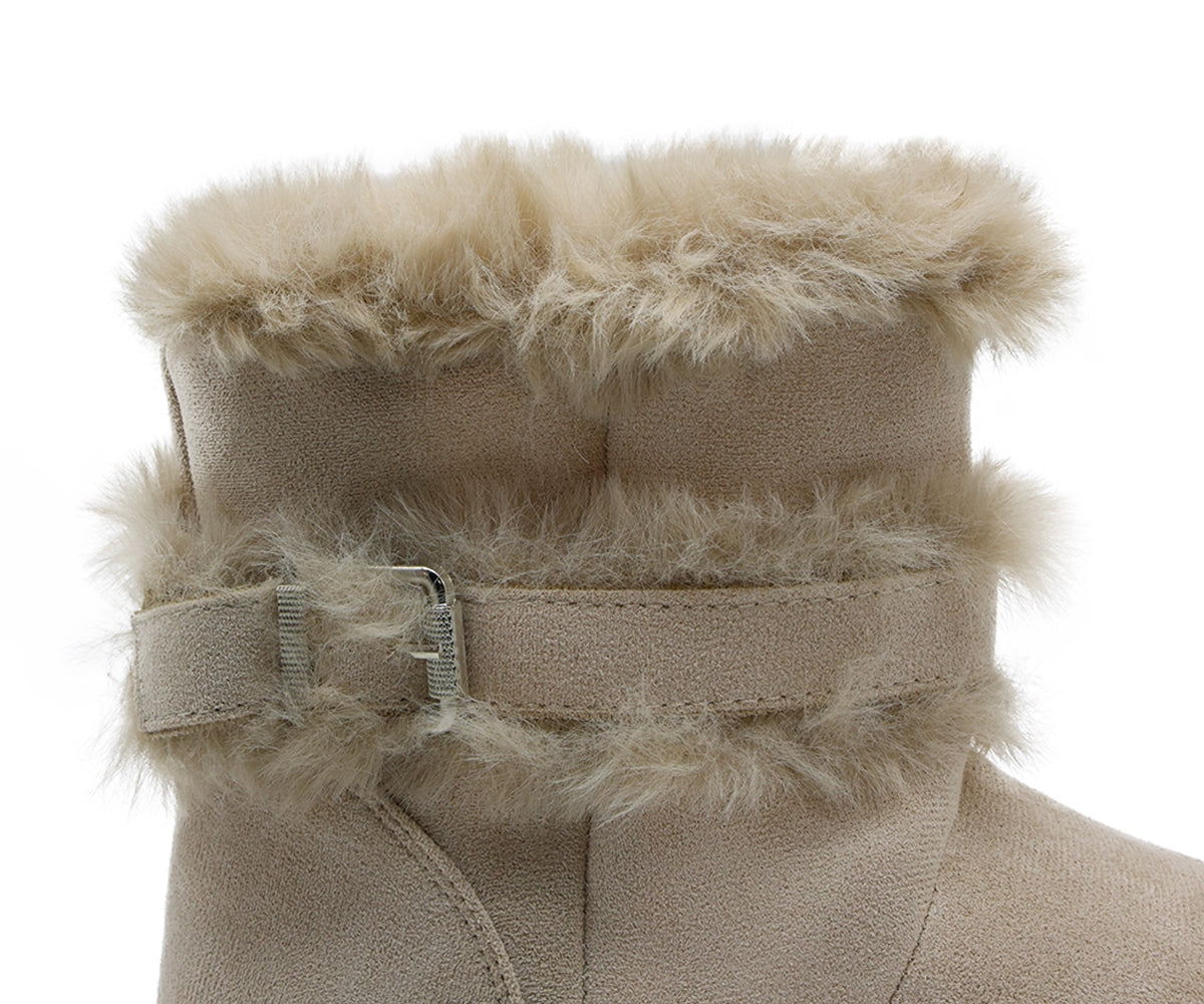 beige furry boots