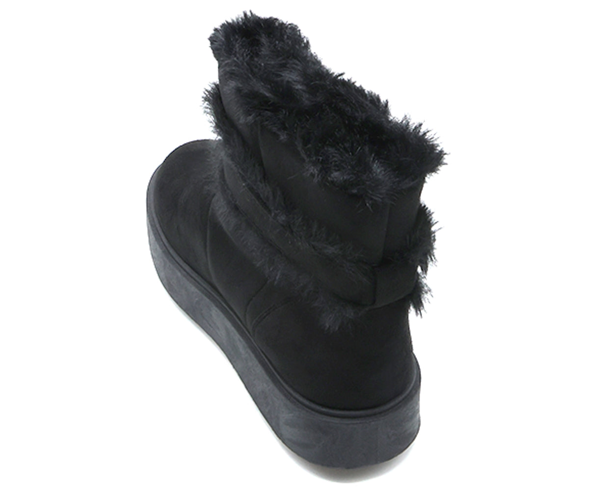 black furry boots