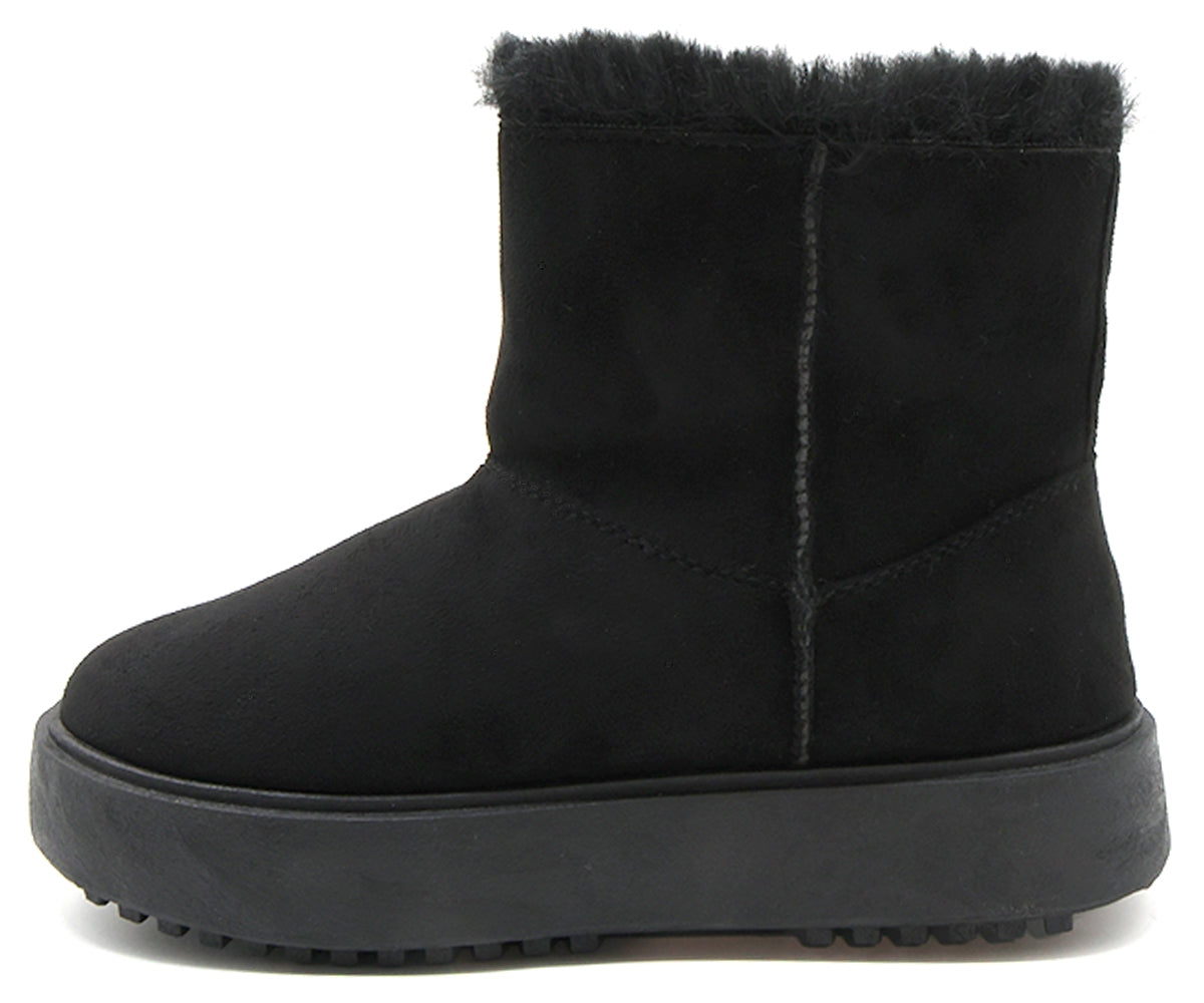 black fur-lined zipper boots