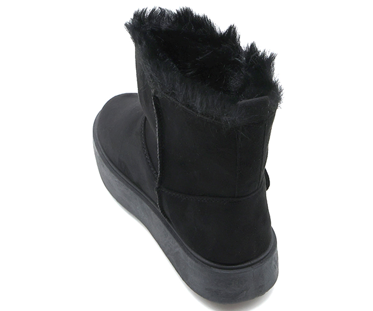 black fur-lined zipper boots