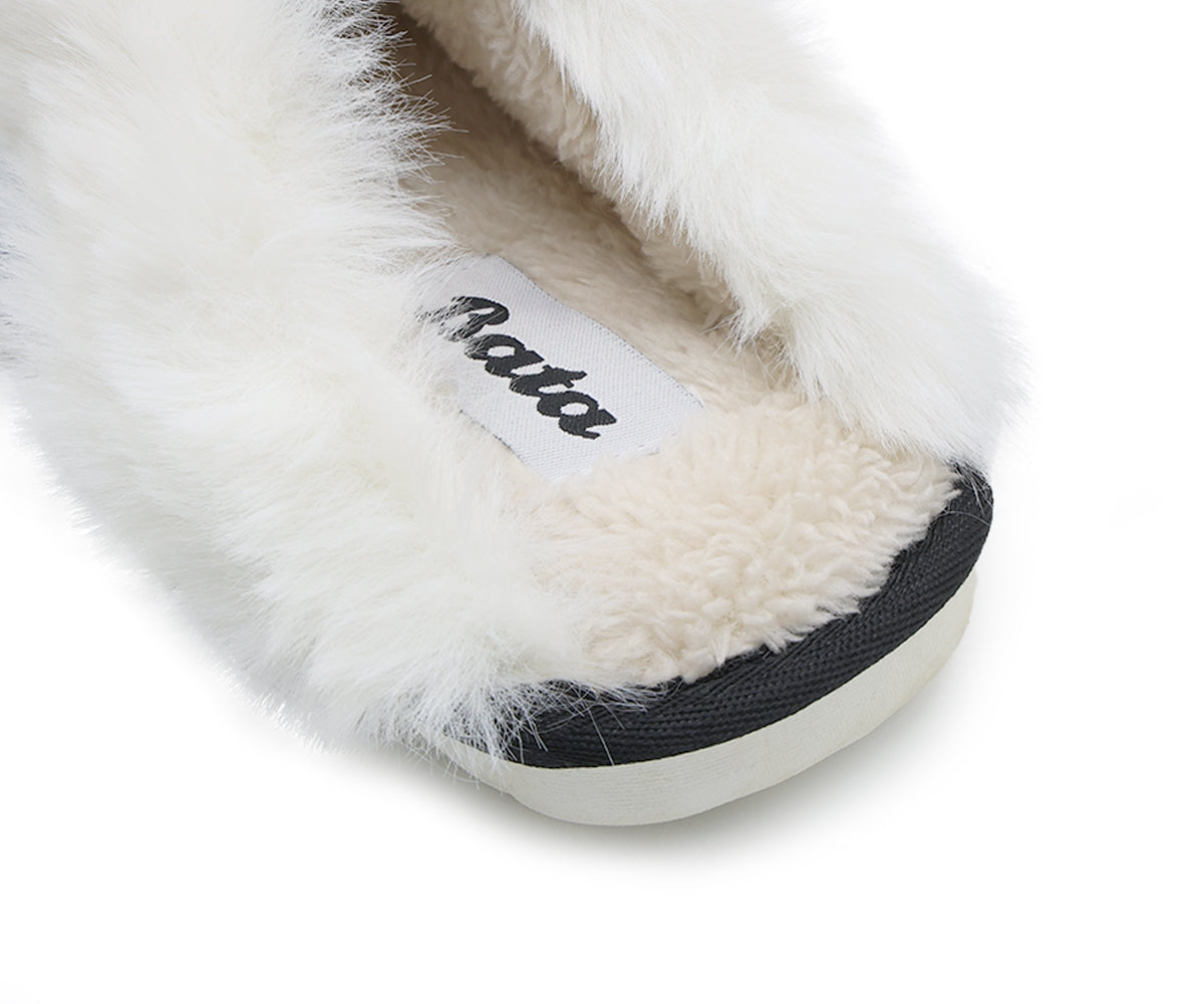 furry black suede slippers