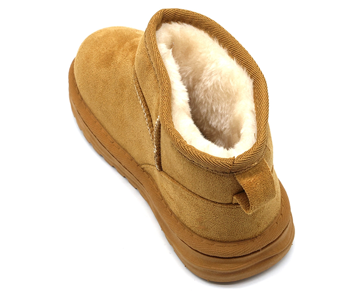 camel fur-lined boot