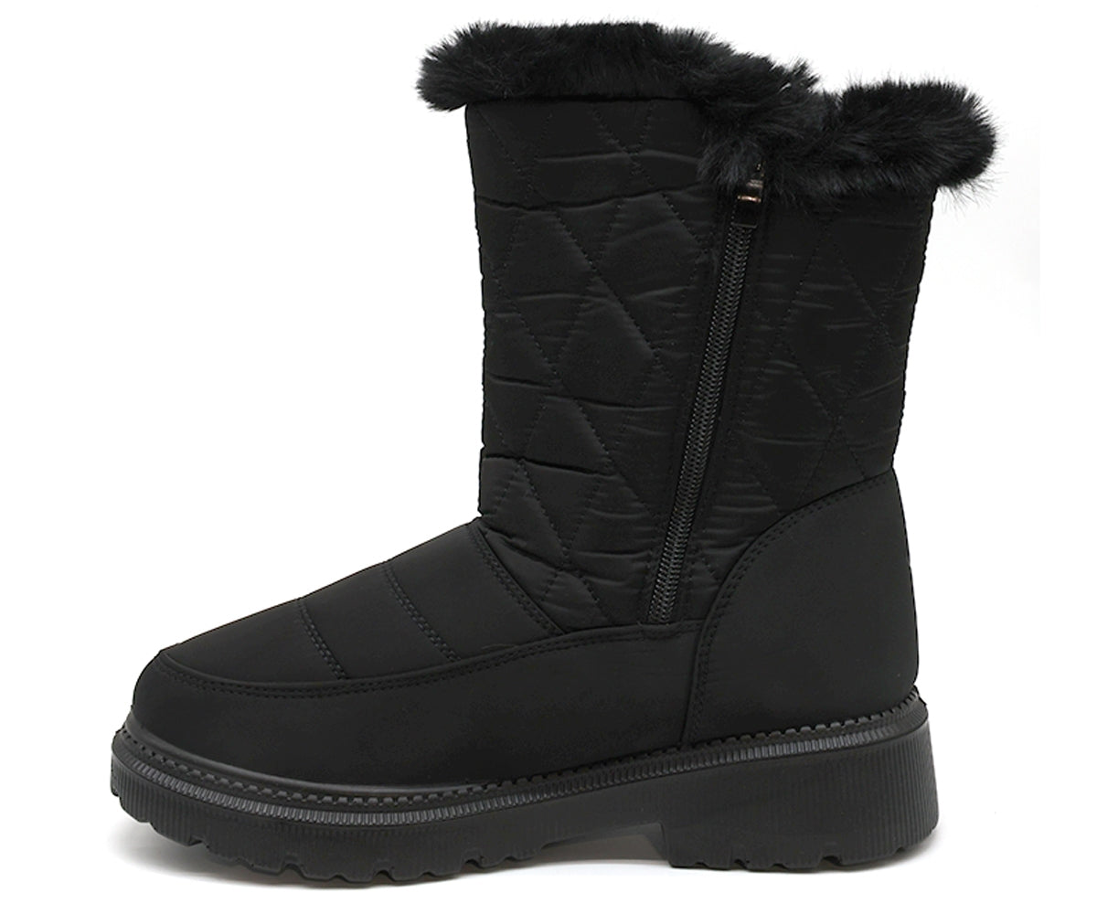 black furry nylon boot