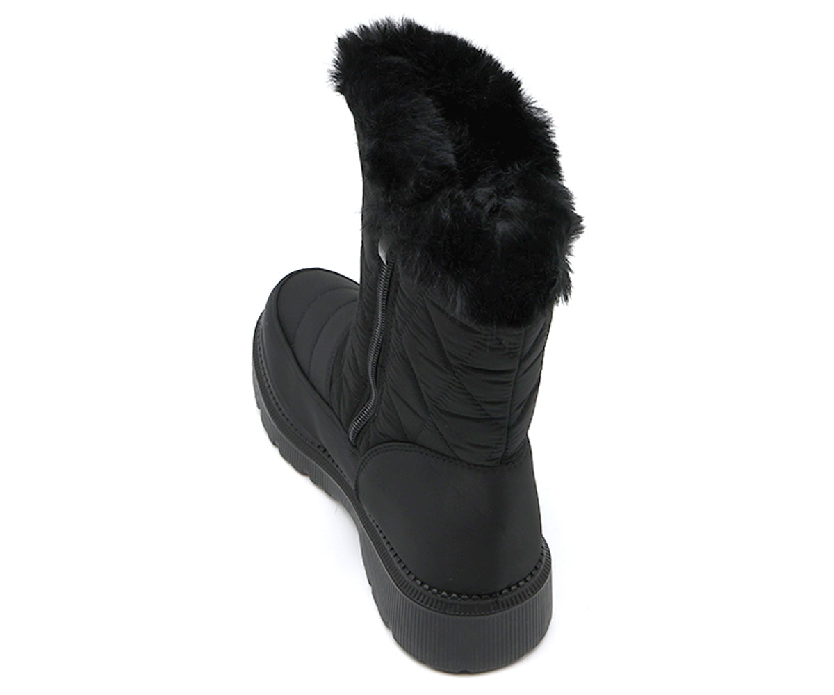 black furry nylon boot