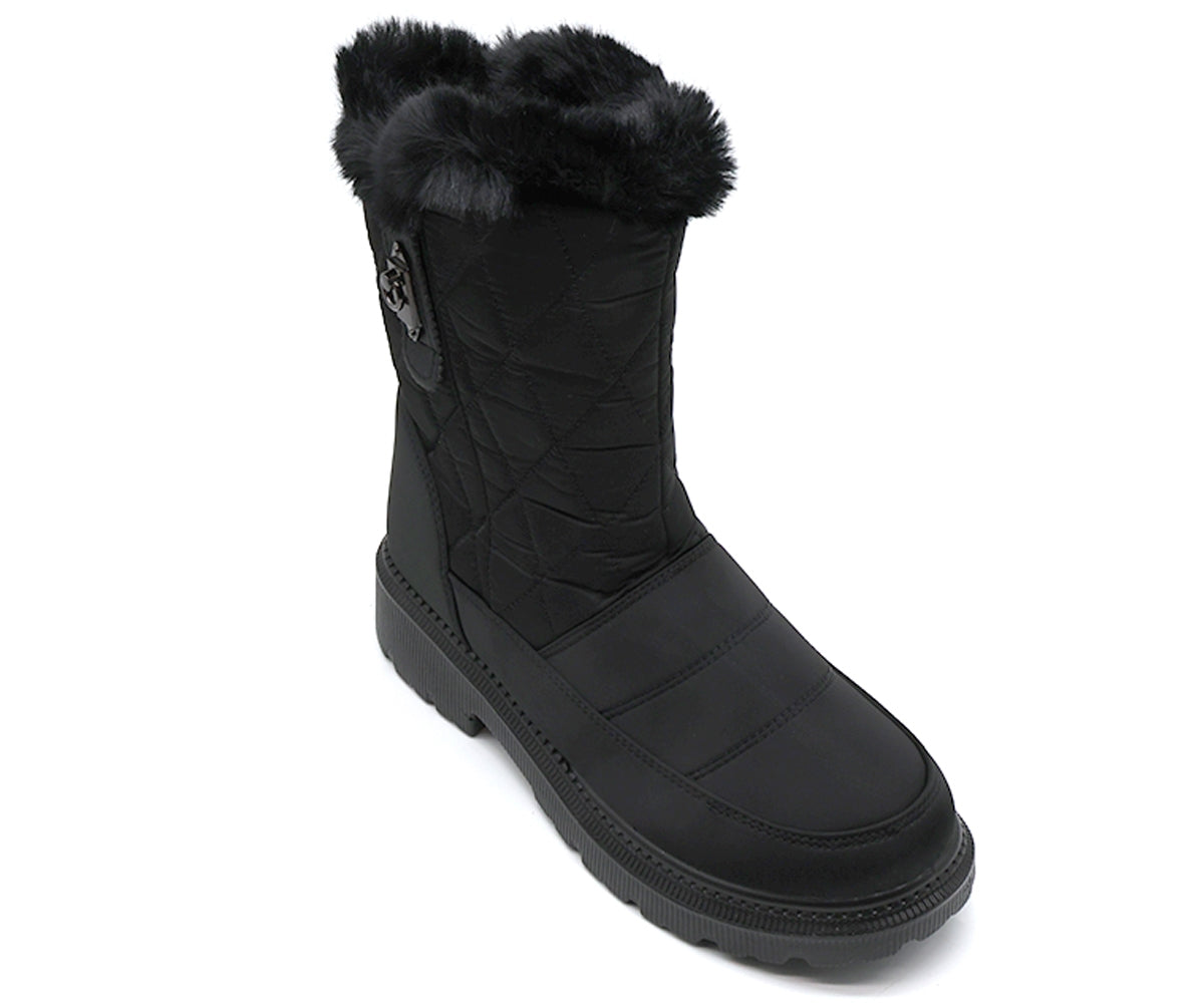 black furry nylon boot