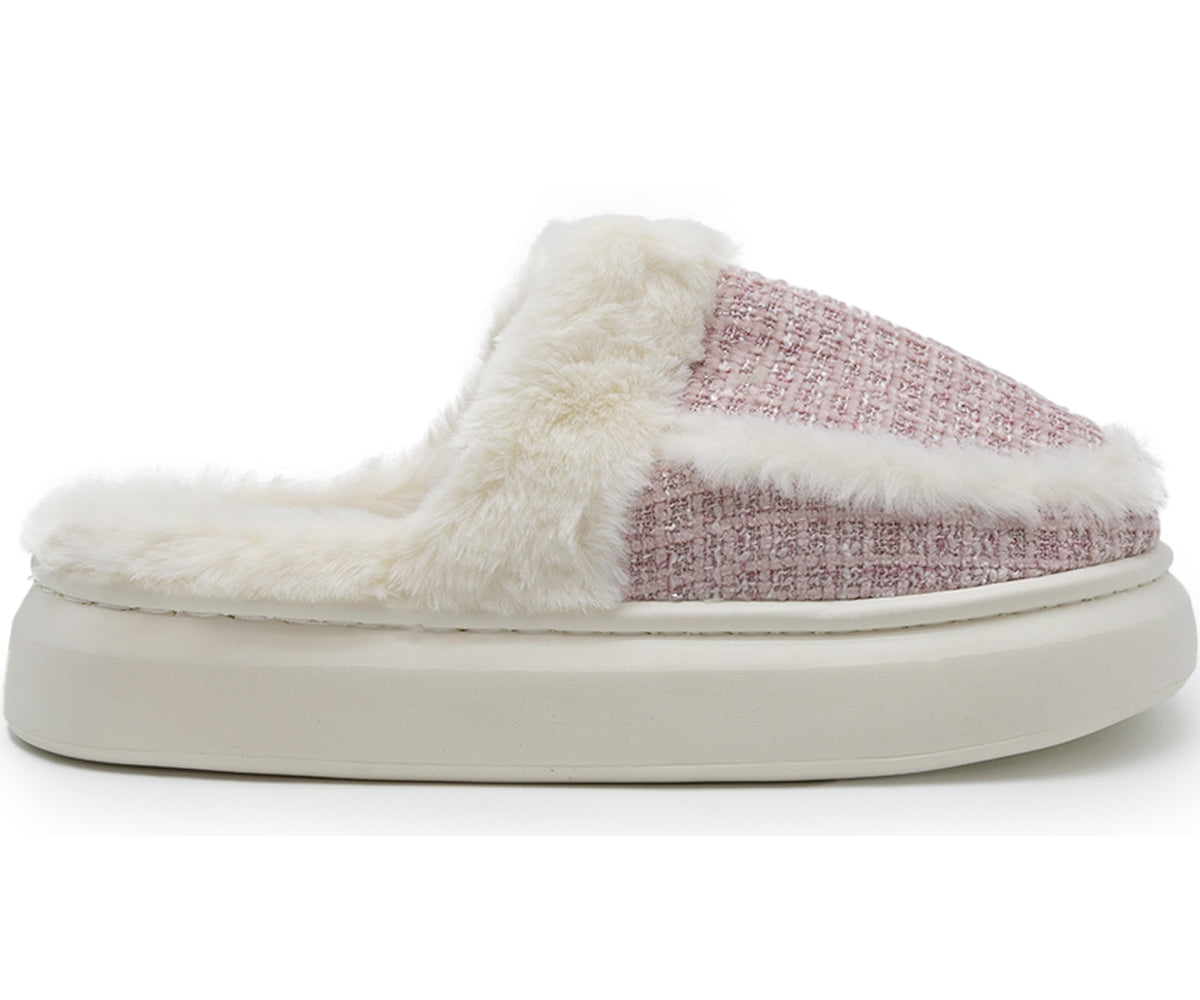 pink plaid chunky house slippers